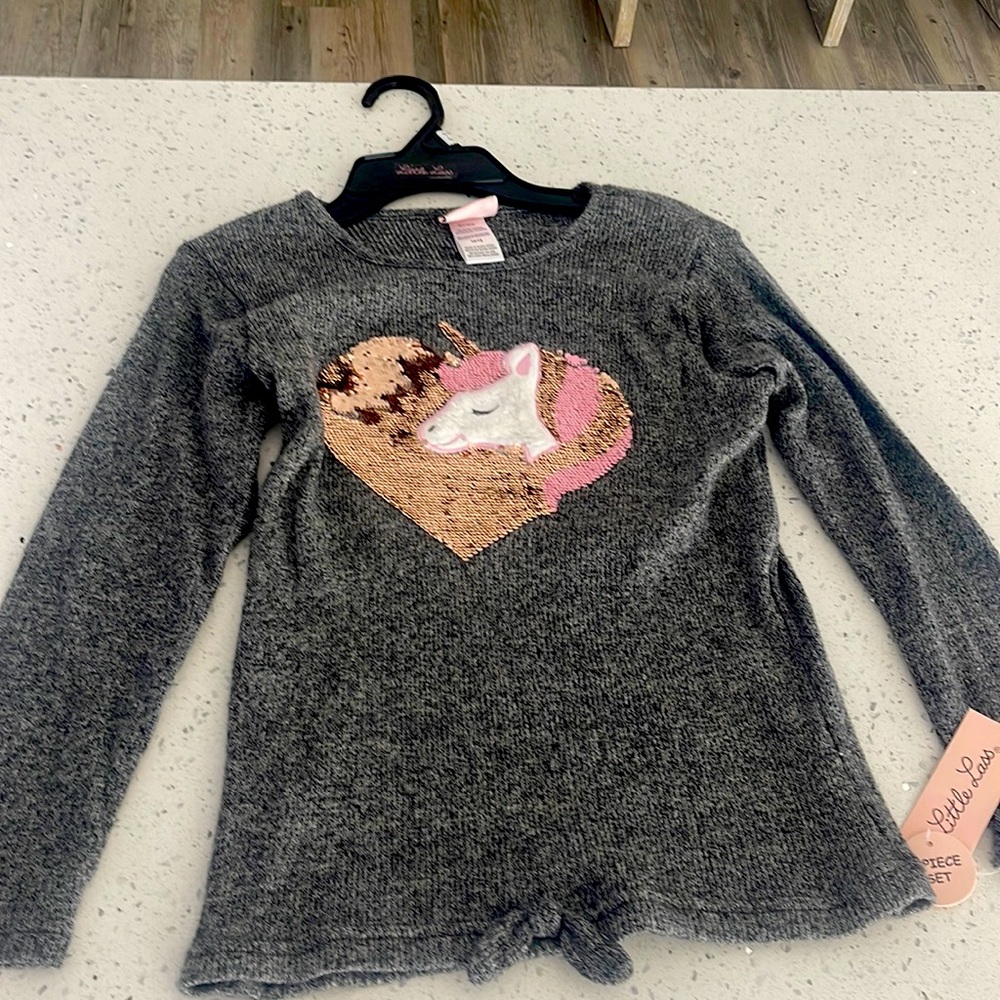 Soft unicorn, pink and gray pajamas